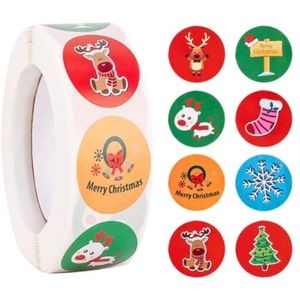 🎄 A Christmas Stickers 1" Round 500ct Labels 8 Designs Thank You